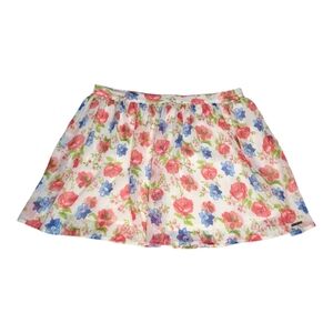 Abercrombie & Fitch White Coquette Cottagecore Chiffon Floral‎ Print Skirt LG